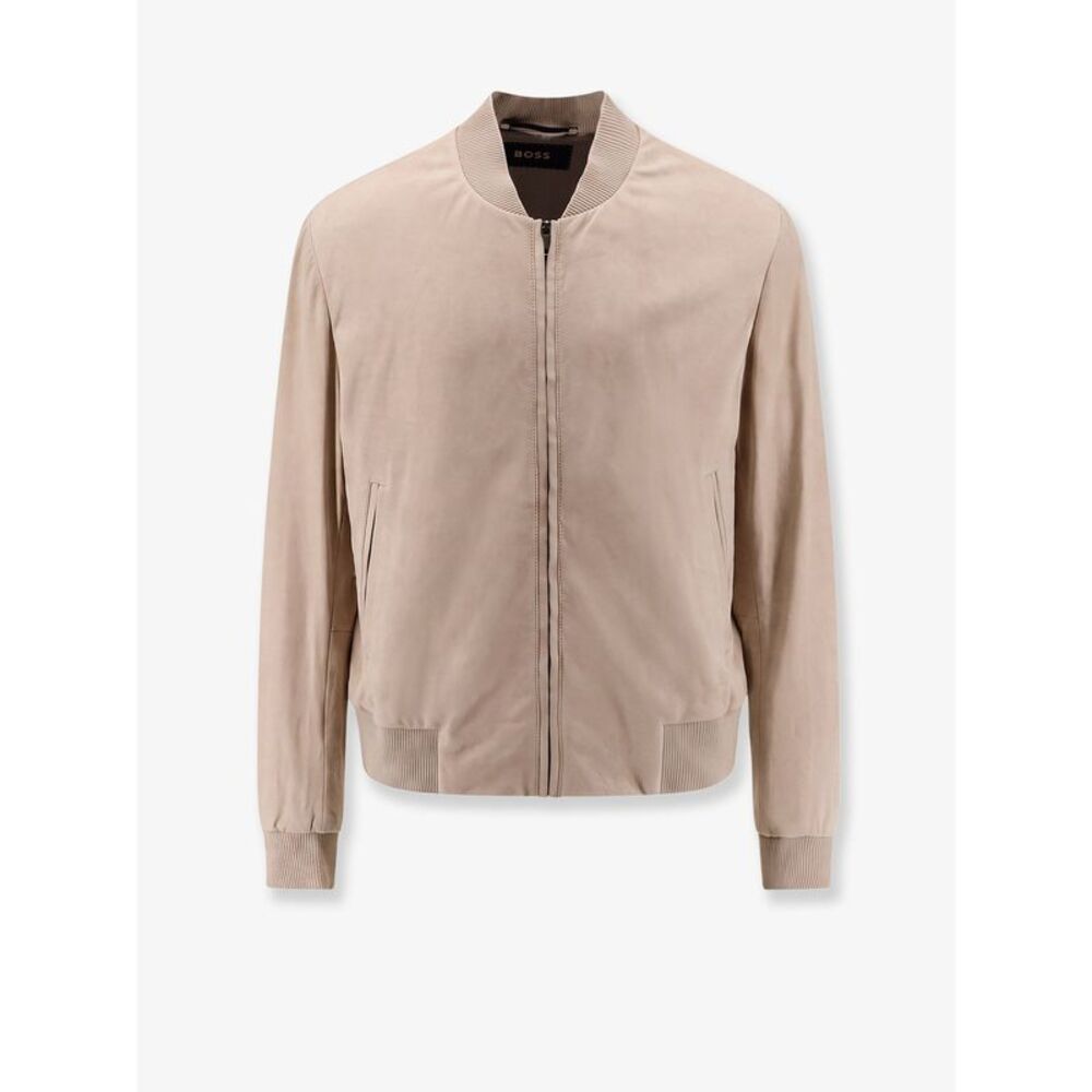 Boss Men Masic Leather Jacket With Stitching